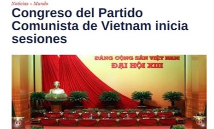 Medios de comunicación de países latinoamericanos cubren noticias sobre el XIII Congreso del PCV