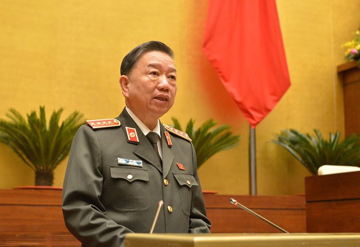 El ministro de Seguridad Pública, general To Lam interviene en la cita (Foto: Plo.vn)