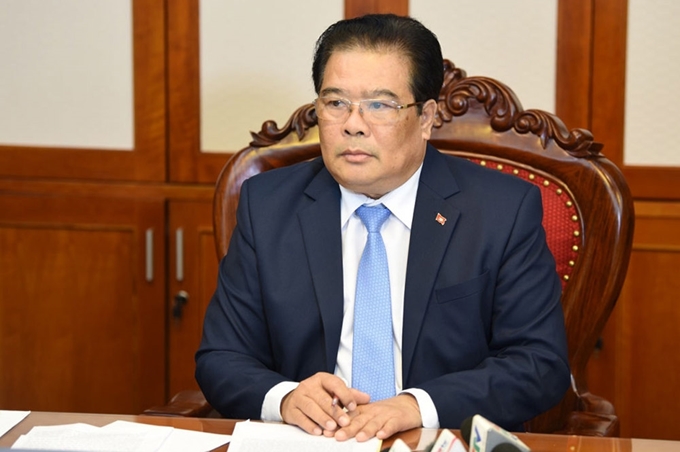 El secretario del Comité del Partido del Bloque de los órganos centrales, Son Minh Thang.