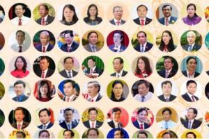 Retrato de 63 secretarios de los Comités del Partido Comunista de las provincias y ciudades de Vietnam, período 2020-2025