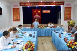 Reunión de trabajo entre Tran Quoc Vuong, miembro permanente del Secretariado del Comité Central del PCV, con el Comité del Partido de la provincia de Ca Mau