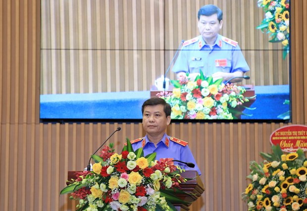 El miembro del Comité Central del Partido Comunista de Vietnam y jefe de la Fiscalía Popular Suprema, Le Minh Tri.