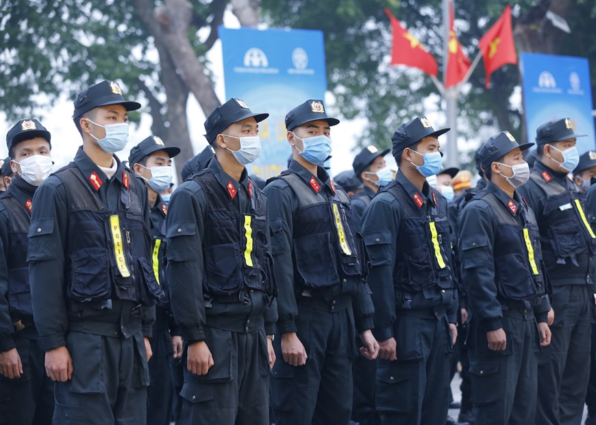 Las fuerzas participantes de la ceremonia de inauguración del Año de Seguridad Vial 2021.