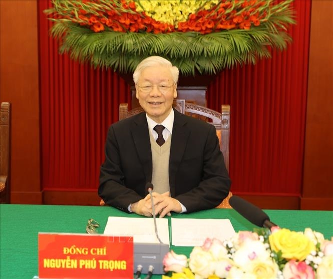 El máximo líder de Vietnam, Nguyen Phu Trong, conduce el encuentro.