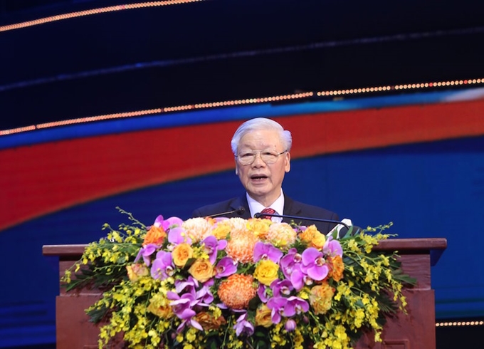 El secretario general del Partido y presidente de Vietnam, Nguyen Phu Trong, en la ceremonia.