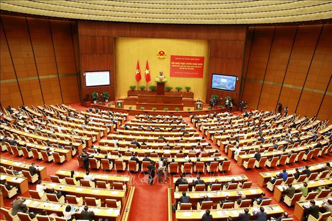 La conferencia en sala de reuniones Dien Hong, en la sede de la Asamblea Nacional en Hanói. (Foto: VNA)